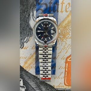 36mm Luxury Style Automatic Stainless Steel Watch Blue Dial